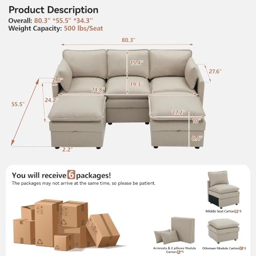 80" Beige Faux Leather Storage 3 Seater Sofa - Image 2