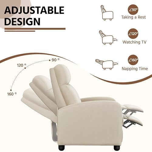 Yaheetech Recliner Chair with 3 Adjustable Angles Living Room Chairs Beige - Image 4