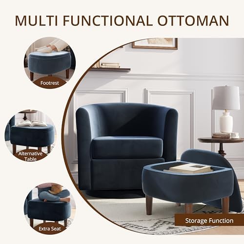 360° Swivel Accent Chair with Storage Ottoman - Image 4