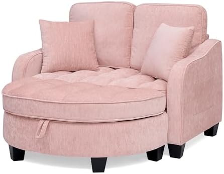 ERYE Chenille Tufted Loveseat Sofa and Ottoman Set - Image 4