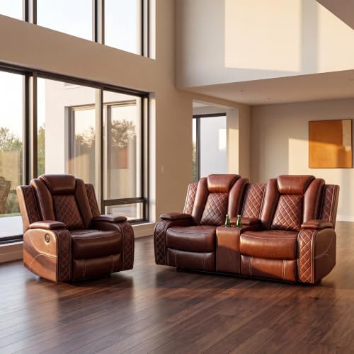 Leather Power Recliner Sofa Set - Image 6