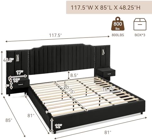 King Size Velvet Platform Bed - Image 2