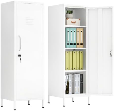 pozdeg 47.24" White Lockable Small Metal Storage Locker by pozdeg