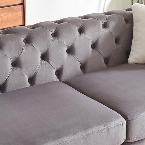 KEIKI 61" Luxury Oversized Velvet Chesterfield Sofa - Image 6