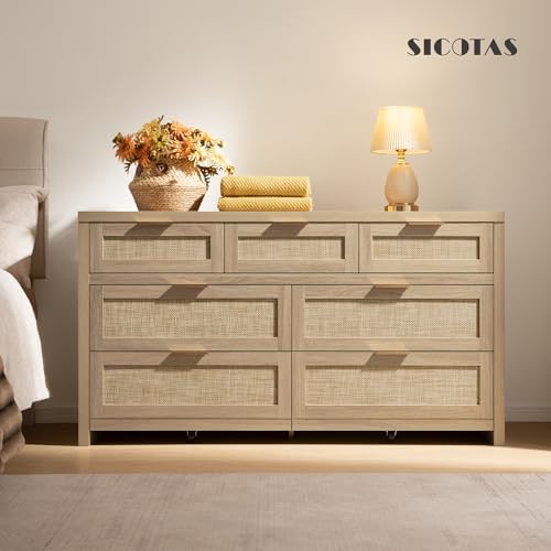 SICOTAS 7 Drawer Rattan Dresser - Image 4