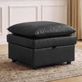 27" Black Faux Leather Storage Ottoman, Large Square Footrest by Abbrevi