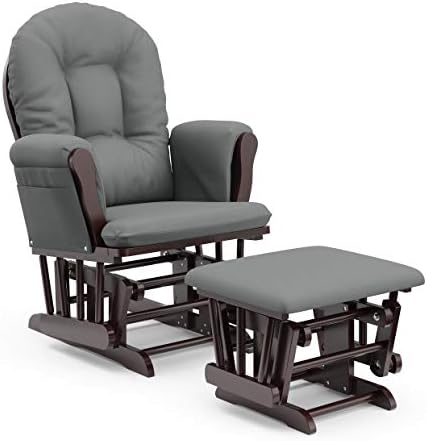 Storkcraft Premium Hoop Glider & Ottoman, Espresso/Gray by Storkcraft