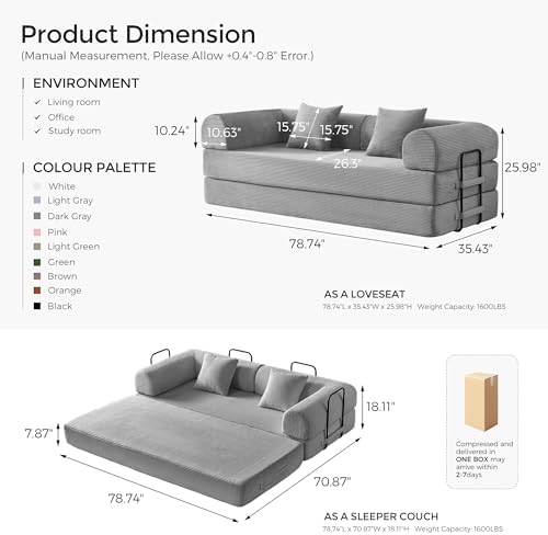 79" Convertible Futon Sofa Bed, Boneless Couch - Image 2
