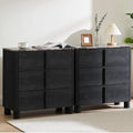 31.5" Wide 3 Drawer Dressers Set of 2, Faux Marble & Wood Storage Cabinet by Hotmeily