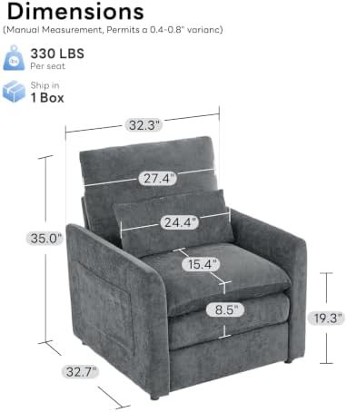 Iroomy Modern Accent Armchair – Cloud-Like Single Sofa - Image 2
