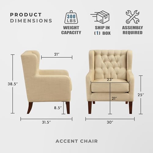 Lexicon Living Room Accent Chair, Button Tufted Wingback, Track Arm, Reversible - Image 2
