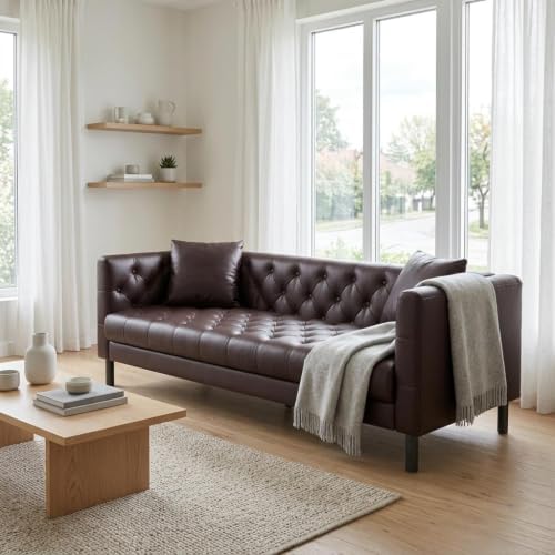 GarveeHome Leather Couch for Living Room, Dark Brown - Image 5