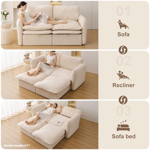 71'' 3-in-1 Modular Sectional Sleeper Sofa, Pull Out Couch - Image 5
