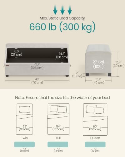 SONGMICS Storage Ottoman Bench, Foot Rest - Image 3