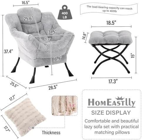 Lazy Chair with Ottoman, Comfy Reading Chair - Image 3