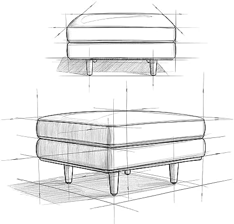 SIMPLIHOME Morrison 33" Wide Woven-Blend Rectangle Ottoman in Mist Grey - Image 3