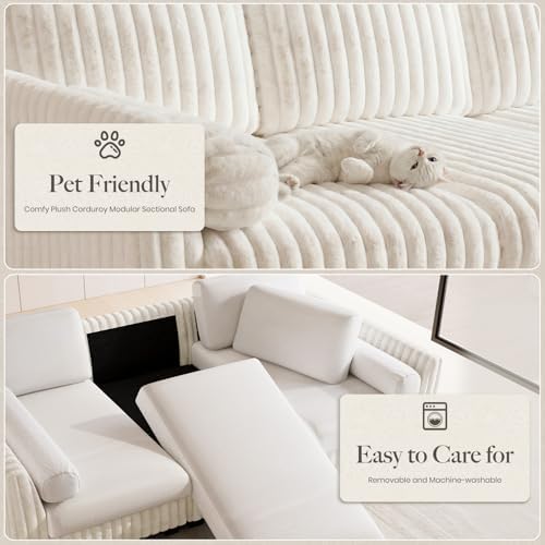 Belffin Plush Corduroy Modular Cloud Sofa Bed - Image 6