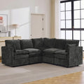 80" Dark Grey Modular Storage Sofa, V Shaped Chenille Cloud Couch by Abbrevi