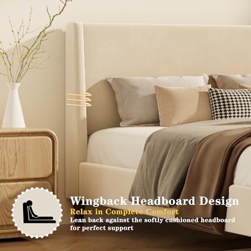 Queen Size Upholstered Platform Bed Frame - Image 4