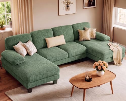 Furniwell U-Shaped Convertible Sectional Sofa Couch, Dark Green by WellFurnitureHomeLifeWell