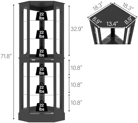 kepptory 72" Tall Corner Display Cabinet - Image 2