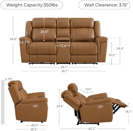 CHITA Leather Power Recliner Sofa, Loveseat - Image 2