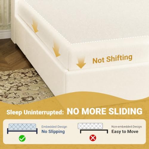 SHA CERLIN King Upholstered Platform Bed Frame - Image 6