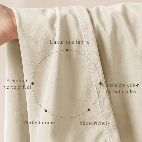 StangH Beige Velvet Drapes Back Tab Privacy - Image 4