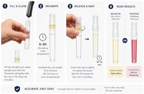 AquaVial™ EZ Coliform & E. coli Water Test kit |Detect E. coli & Coliform| Use - Image 4