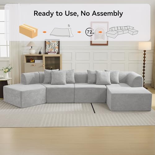140''Oversized Cloud Velvet Curved Sectional Couch, Boneless Couch - Image 6