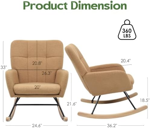 Nursery Rocking Chair Teddy, Upholstered Glider Rocker - Image 2
