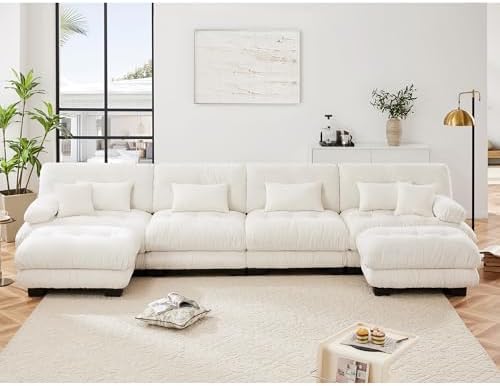 Modular Sectional Sofa for Living Room, Oversized 4 Seater White Sectional - Image 3