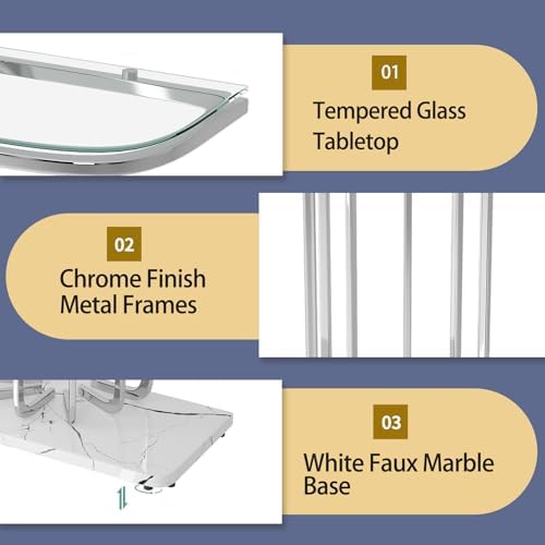 O&K FURNITURE 43" Modern Glass Console Table - Image 3