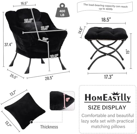 Lazy Chair with Ottoman, Comfy Reading Chair - Image 3