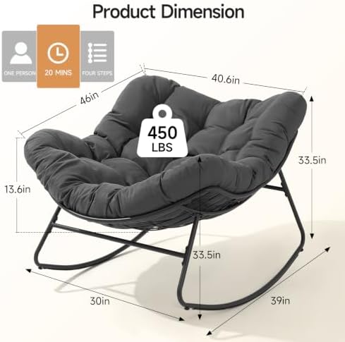 Papasan Rocking Chair, Oversized Outdoor Egg Chair - Image 2