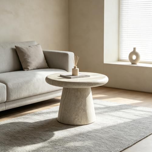 WILLIAMSPACE 21.65" Faux Marble Round Coffee Table - Image 6