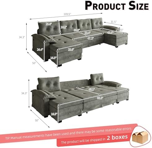 109.5" U-Shaped Sleeper Sofa - Image 3