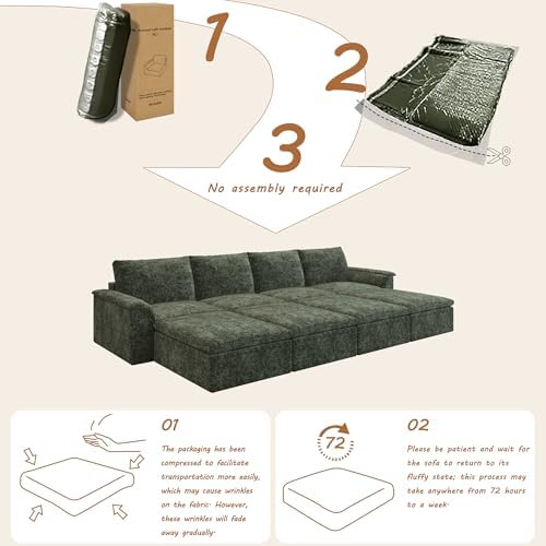 EASE MOOSE 147" Cloud Sofa Bed, Boneless Couches - Image 3