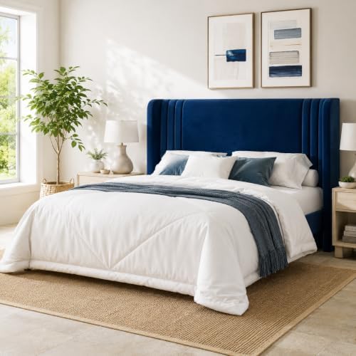 Allewie Full Size Velvet Platform Bed Frame, Tall Wingback Headboard by Allewie