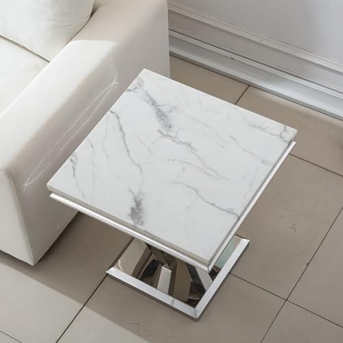 23'' Faux Marble Square End Table - Image 4