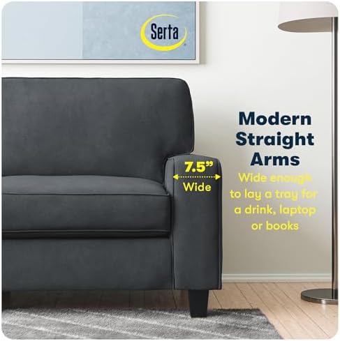 Serta Palisades 61" Track Arm Sofa, Easy Care Polyester, Soft Pillow Back - Image 6