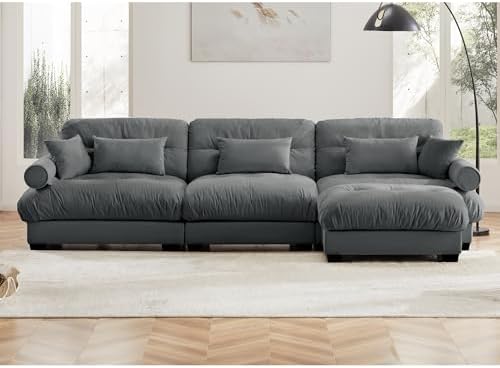 130" Modular Sectional Sofa, Velvet Upholstered Couches - Image 4