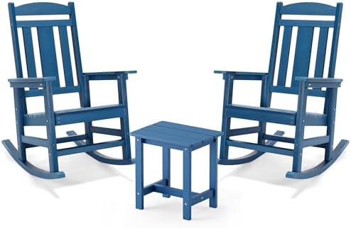 LUE BONA Outdoor Rocking Chairs Set, HDPS Poly Porch Rockers by LUEBONA