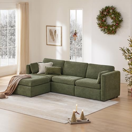 CHITA 112" Modular Sectional Sofa, 4 Seat Modular Couch, Moss Green - Image 3