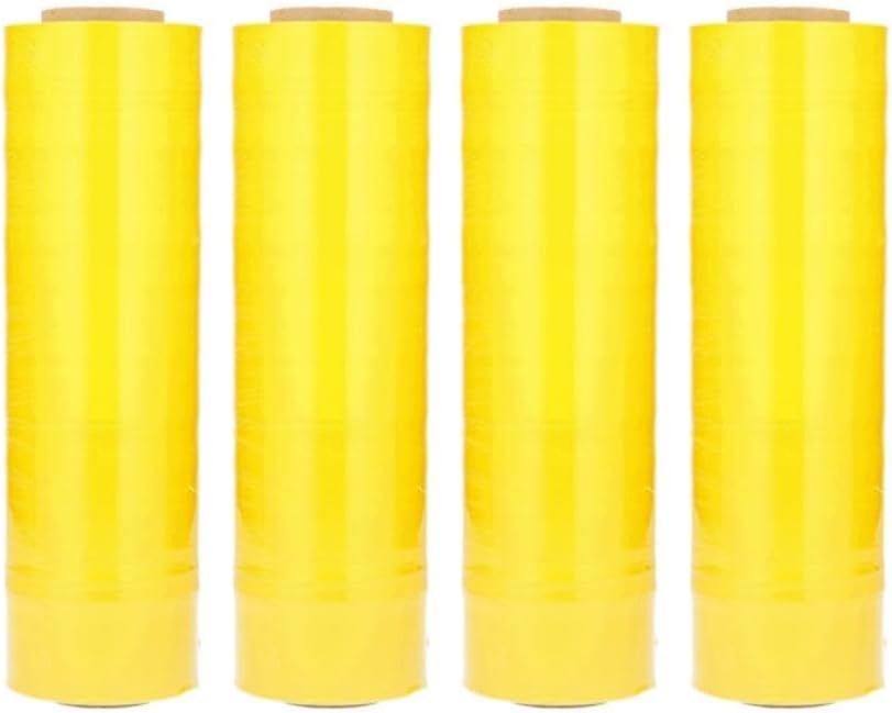 PSBM Yellow Stretch Wrap, 15 Inch x 1476 Feet, 8 Pack, Tinted Pre-Stretched Shrink Wrap Film for Moving, Packaging, Pallet Wrapping