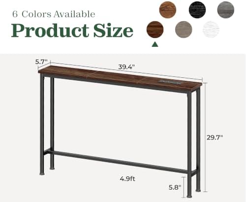 SUPERJARE 39.4 inch Narrow Behind Couch Table - Image 3