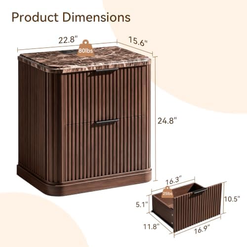 2 Drawer Fluted Nightstand - Image 3