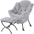 Tiita Lazy Chair with Ottoman, Comfy Reading Accent Chair, Plush Light Grey by TiitaHome
