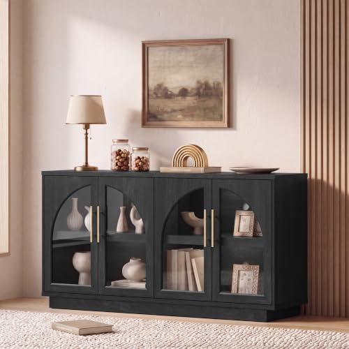 Fatmok 59" Arched Glass Sideboard Buffet Display Cabinet by Fatmok