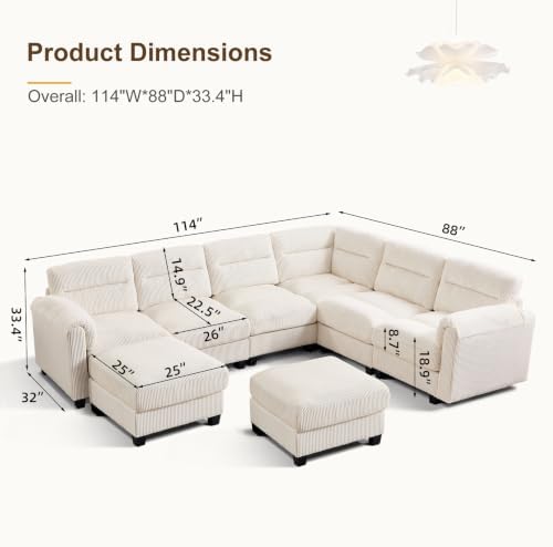 HAOMARKETS 115” Modular Sectional L Shaped Corner Sofa - Image 2
